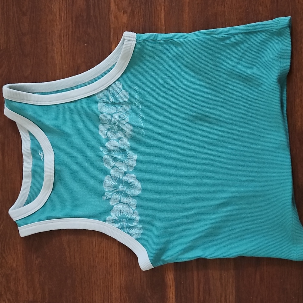 Hollister Turquoise Tank with Floral Print